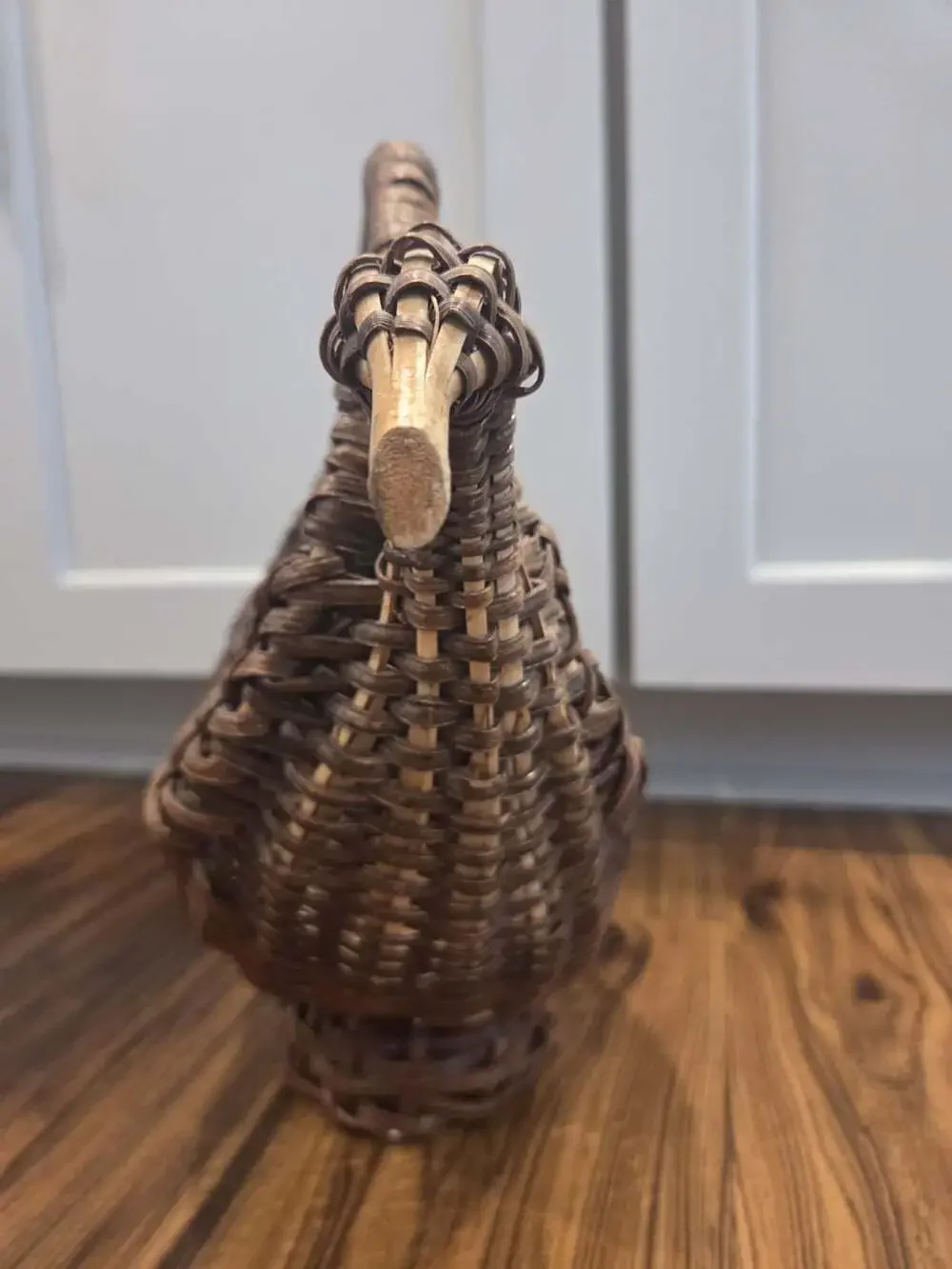 Vintage Woven Wicker Swan Bird Basket Rustic Cottagecore Farmhouse Decor